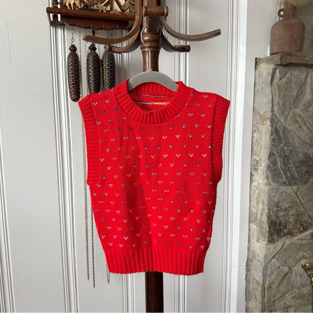 Vintage Kids Red Sleeveless Sweater Vest